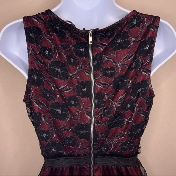 SIZE 5 VINTAGE 90s BLACK RED EVENT DRESS FORMAL JUNIORS STRETCH TULLE GOTH - Picture 5 of 13